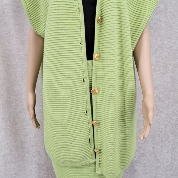 Rena Lange Italian Wool Knit Drop Shoulder Sweater Vest Skirt Set - Picture 4 of 16